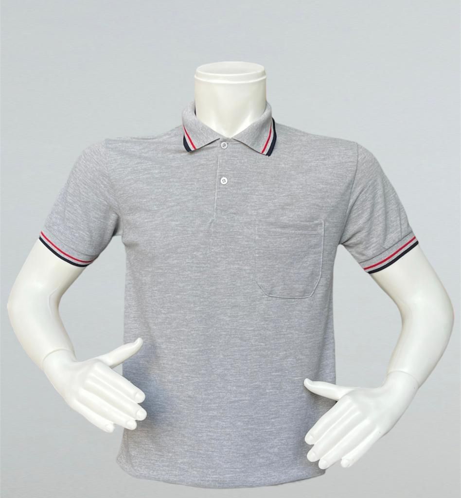 4085 Promosyon Polo Yaka Çizgili Cepli Tişört
